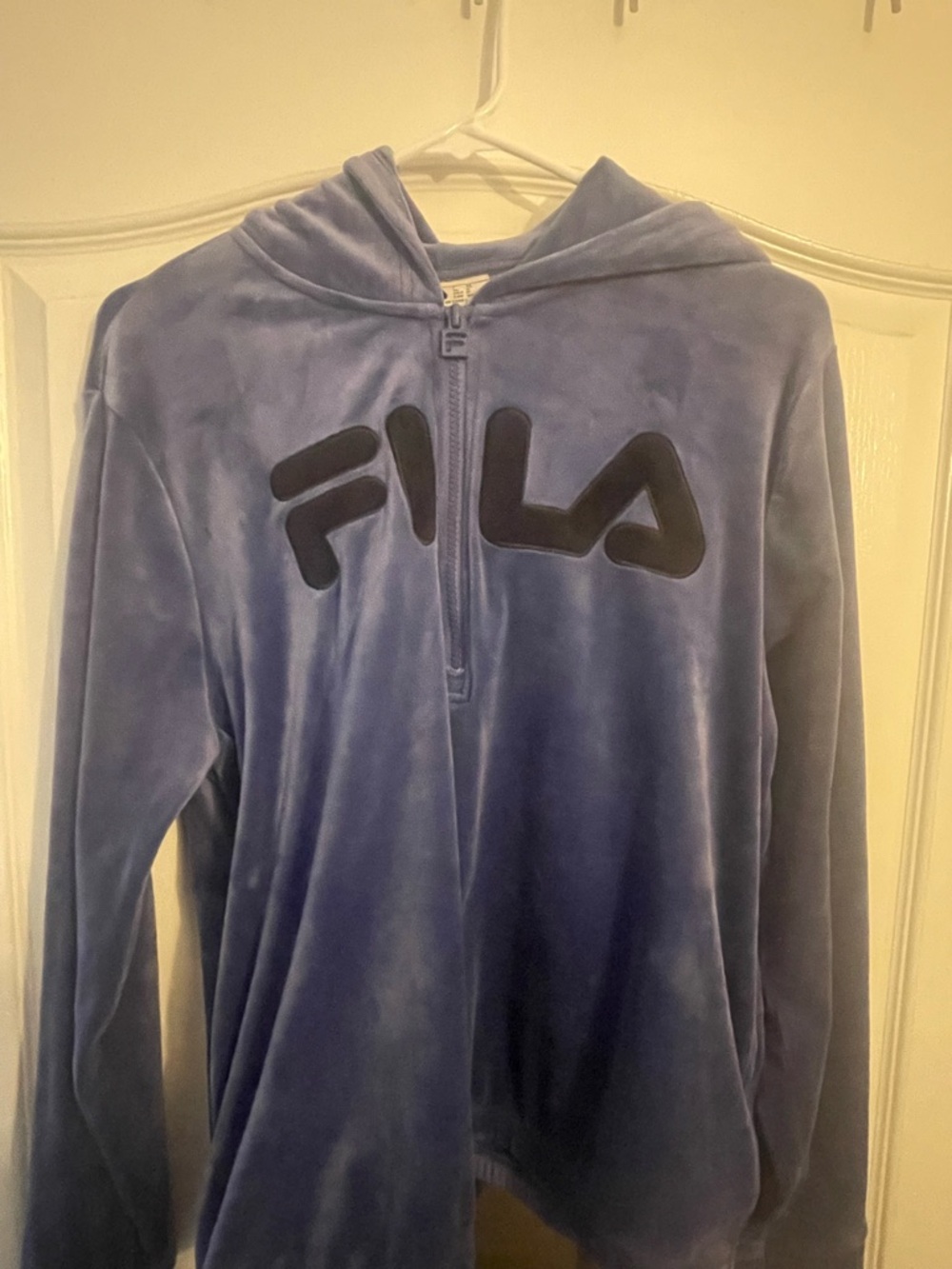 Fila Navy Plush Half-Zip Hoodie with Black Logo
